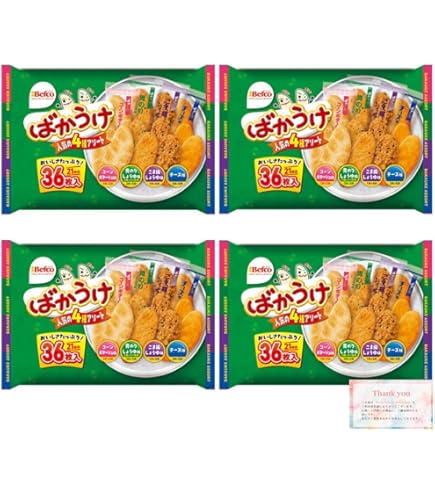 Amazon.co.jp: 栗山米菓 ばかうけアソート 36枚 2袋 オリジナルカード